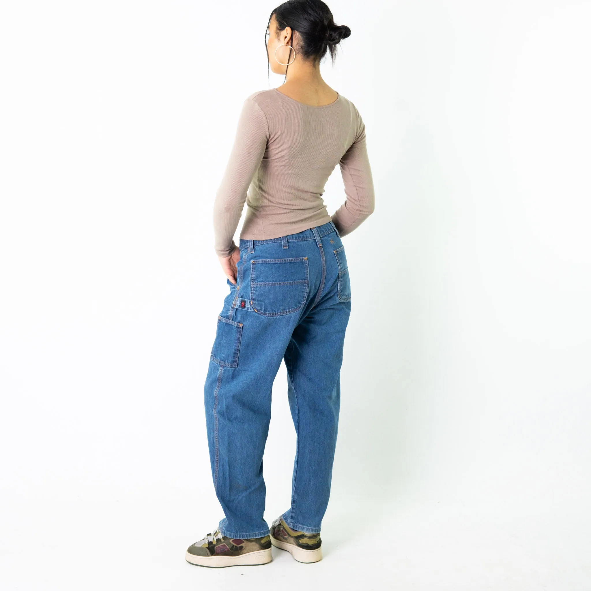 Light Blue Denim 90s Baggy Hip Hop Riverside Cargo Skater Trousers Pants Jeans (32x29)