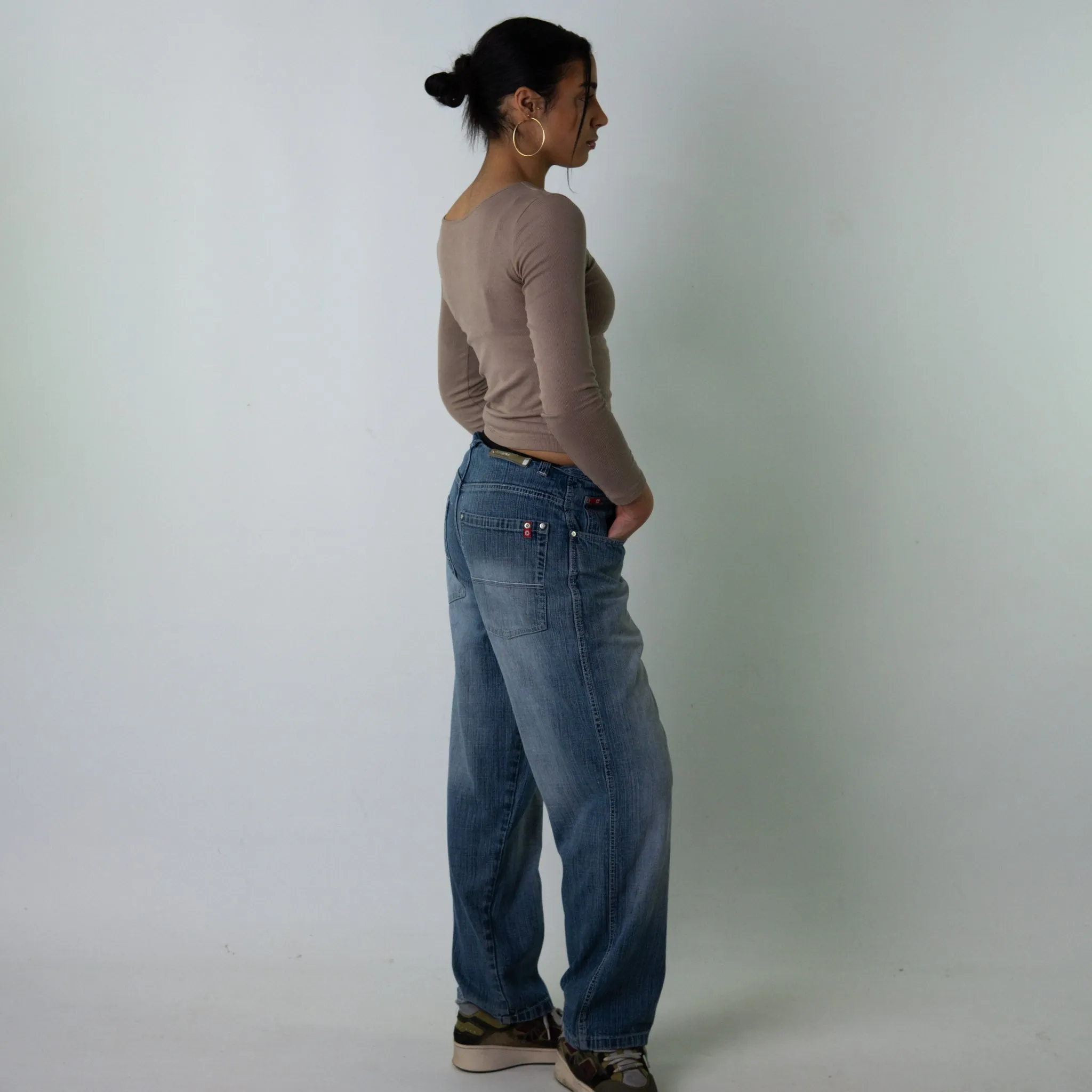 Light Blue Denim 90s Baggy Hip Hop Southpole Cargo Skater Trousers Pants Jeans (32x32)