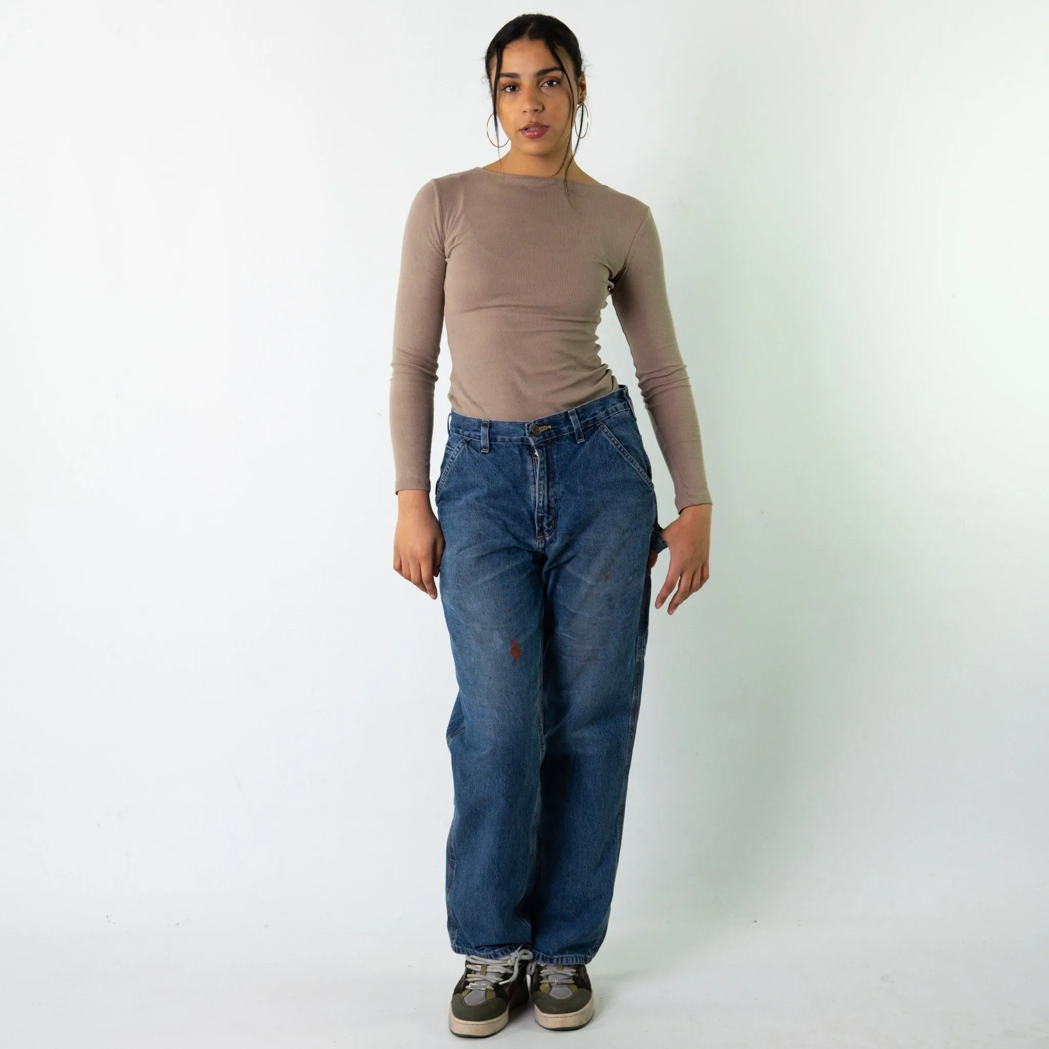 Light Blue Denim 90s Carhartt  Cargo Skater Trousers Pants Jeans (30x32)