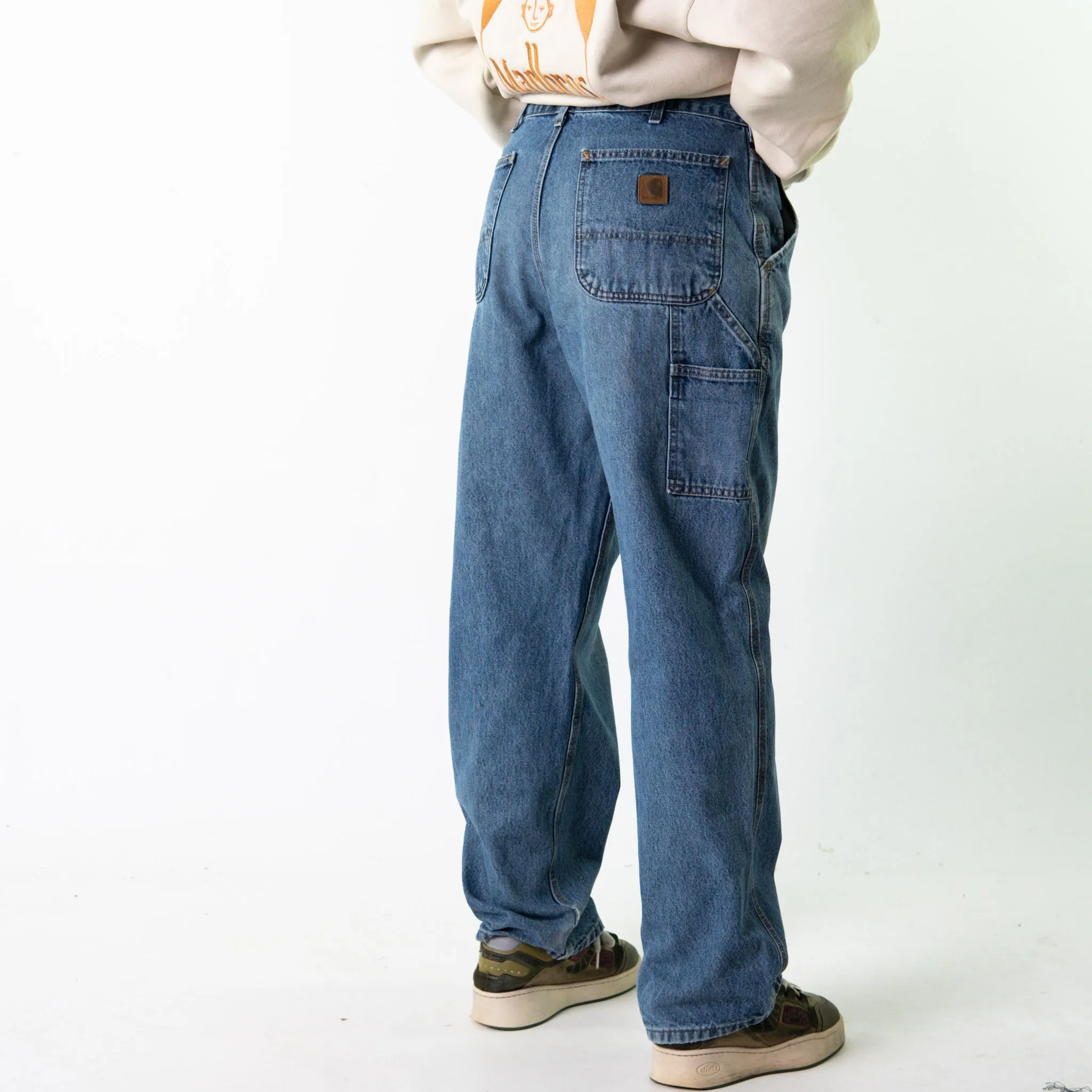 Light Blue Denim 90s Carhartt  Cargo Skater Trousers Pants Jeans (34x32)