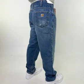 Light Blue Denim 90s Carhartt Cargo Skater Trousers Pants Jeans (38x32)