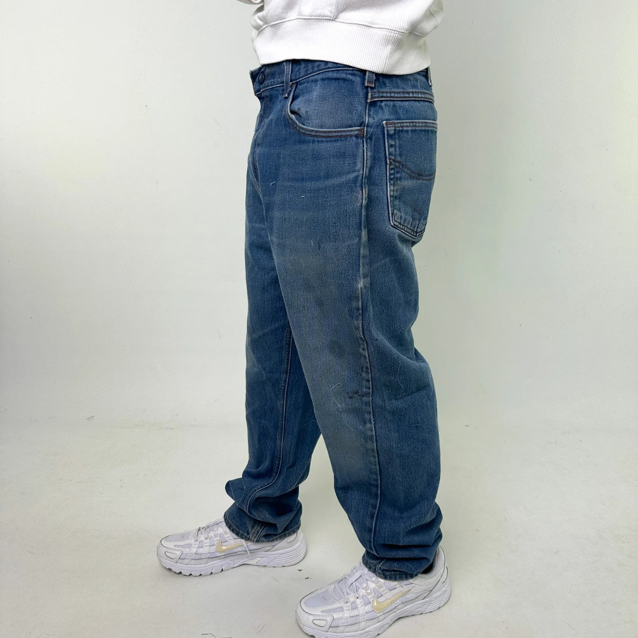 Light Blue Denim 90s Carhartt Cargo Skater Trousers Pants Jeans (38x32)