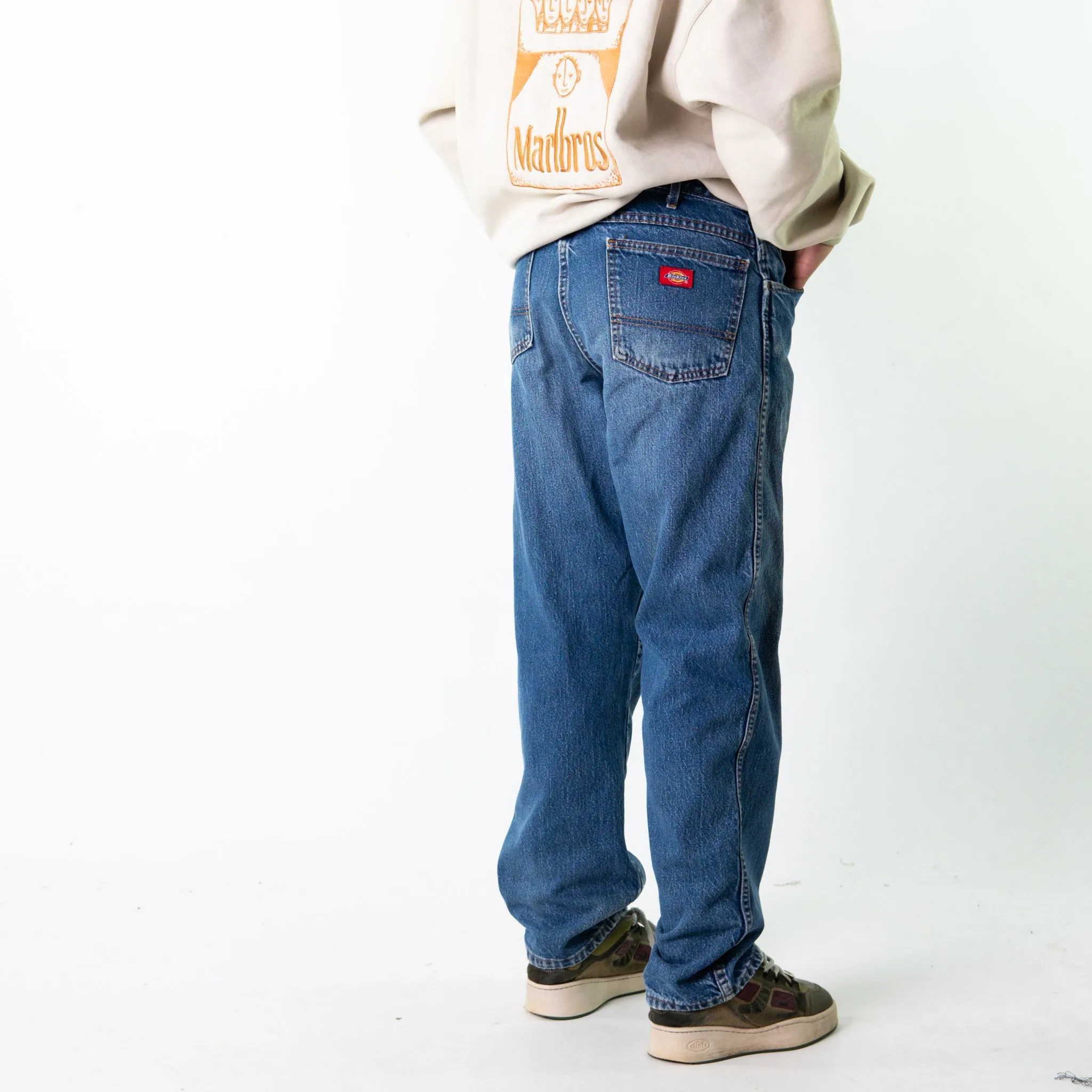 Light Blue Denim 90s Dickies  Cargo Skater Trousers Pants Jeans (34x32)