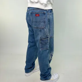 Light Blue Denim 90s Dickies Cargo Skater Trousers Pants Jeans (36x32)