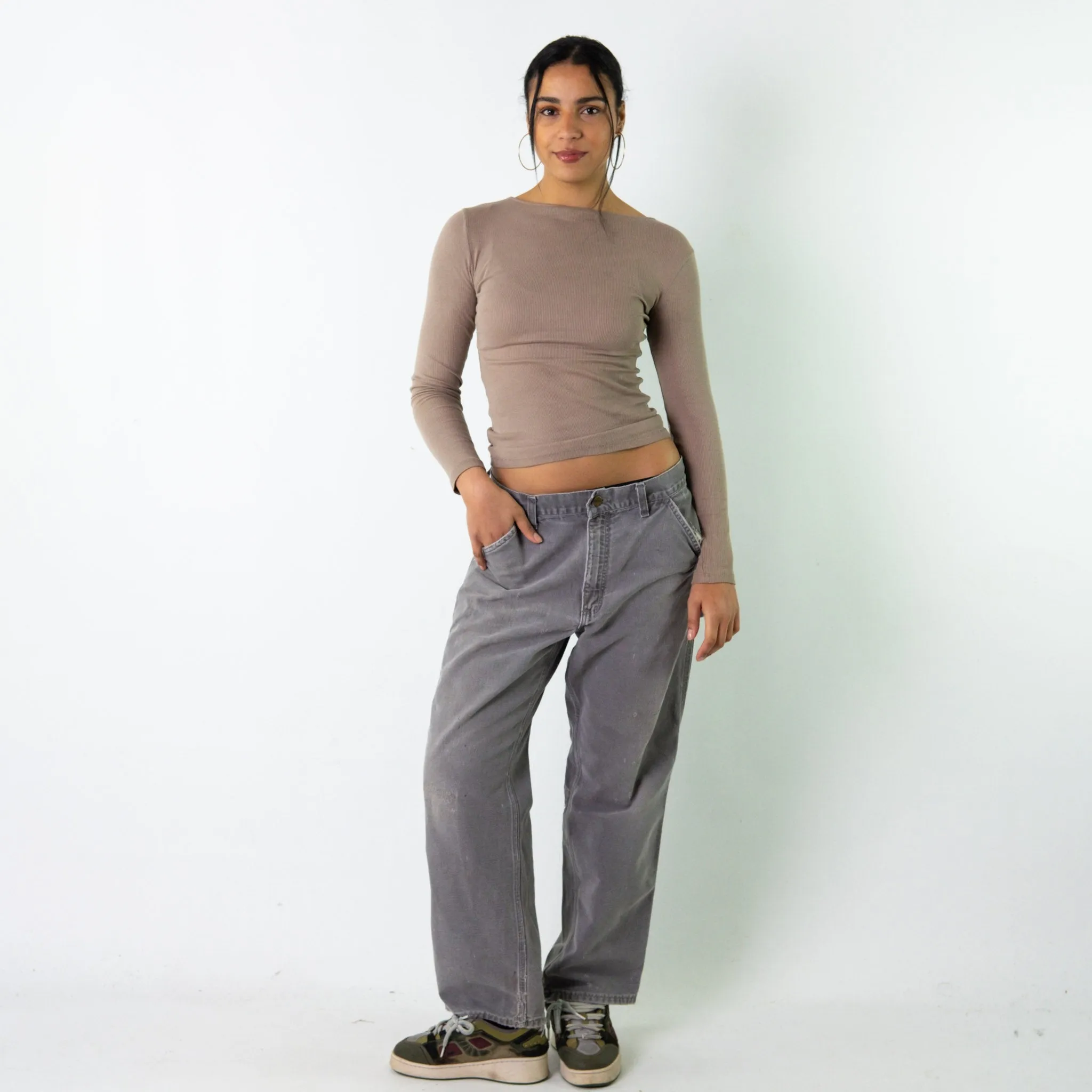 Light Grey 90s Carhartt  Cargo Skater Trousers Pants Jeans (32x30)