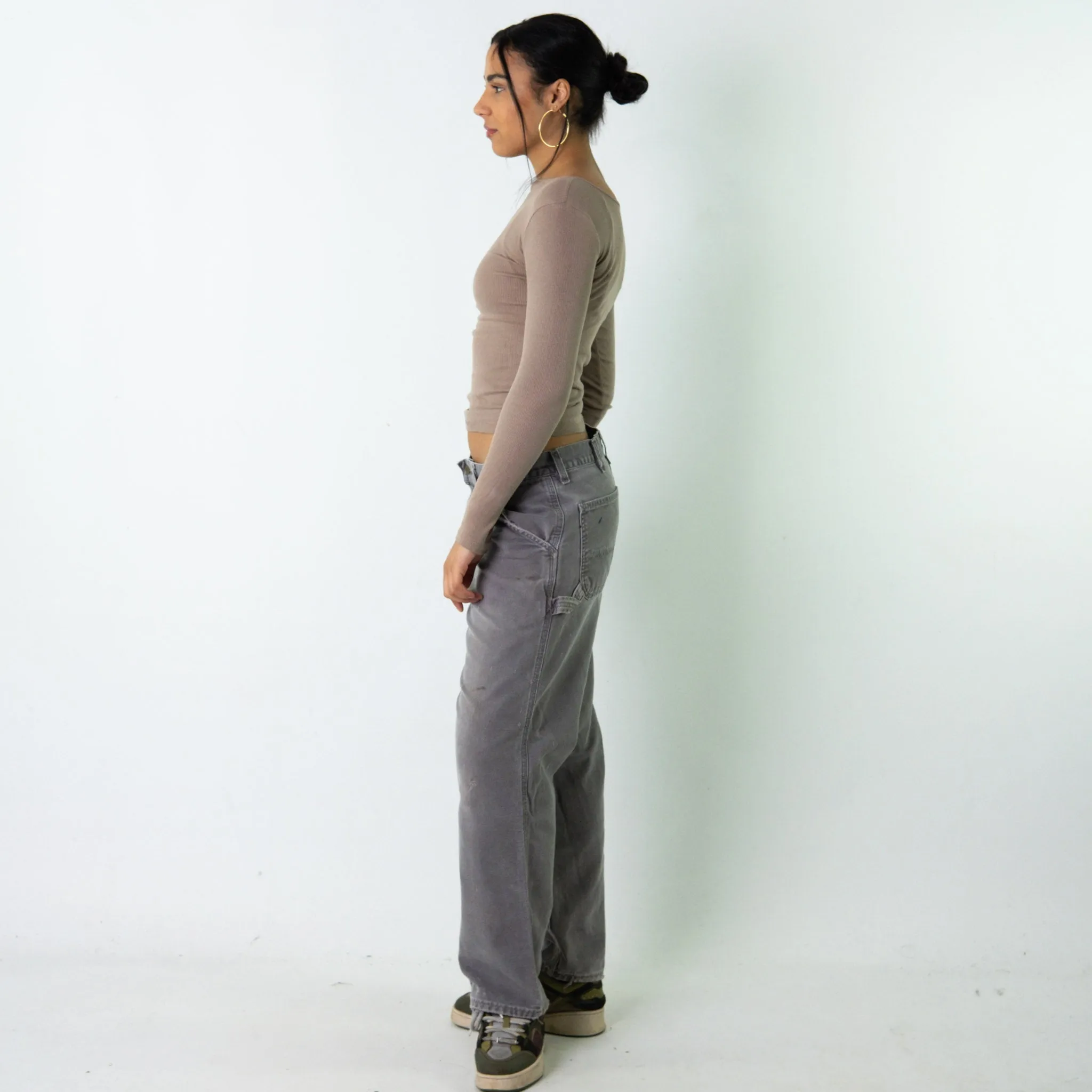 Light Grey 90s Carhartt  Cargo Skater Trousers Pants Jeans (32x30)