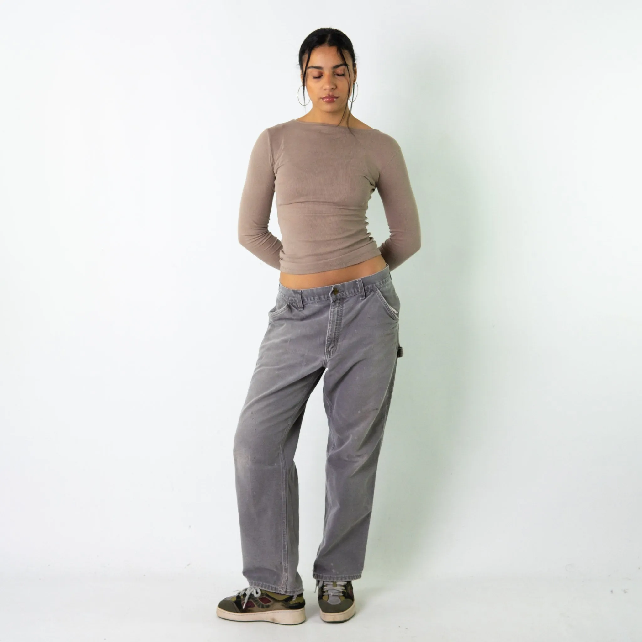 Light Grey 90s Carhartt  Cargo Skater Trousers Pants Jeans (32x30)