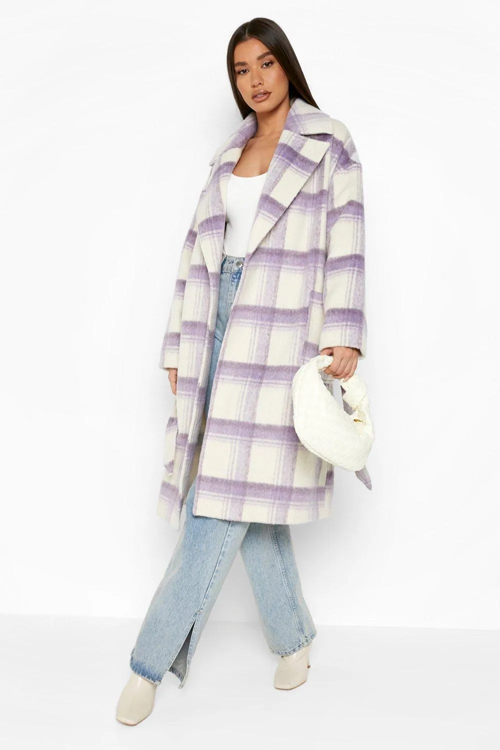 Lilac Flannel Wool Look Coat