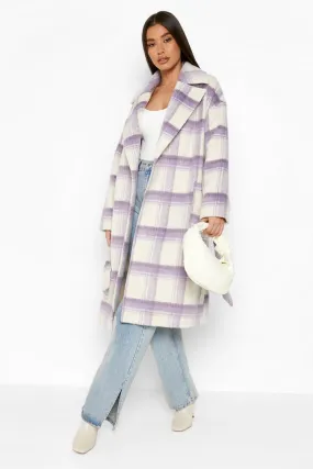 Lilac Flannel Wool Look Coat