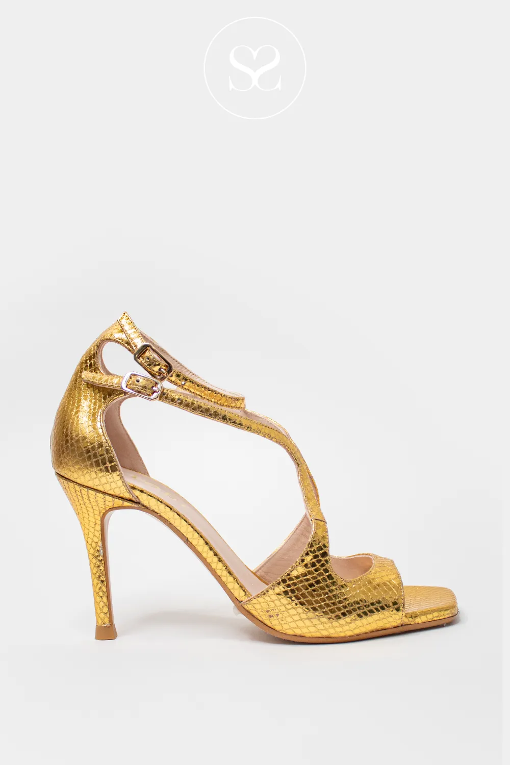 LODI SASUE GOLD HIGH HEELED SANDALS