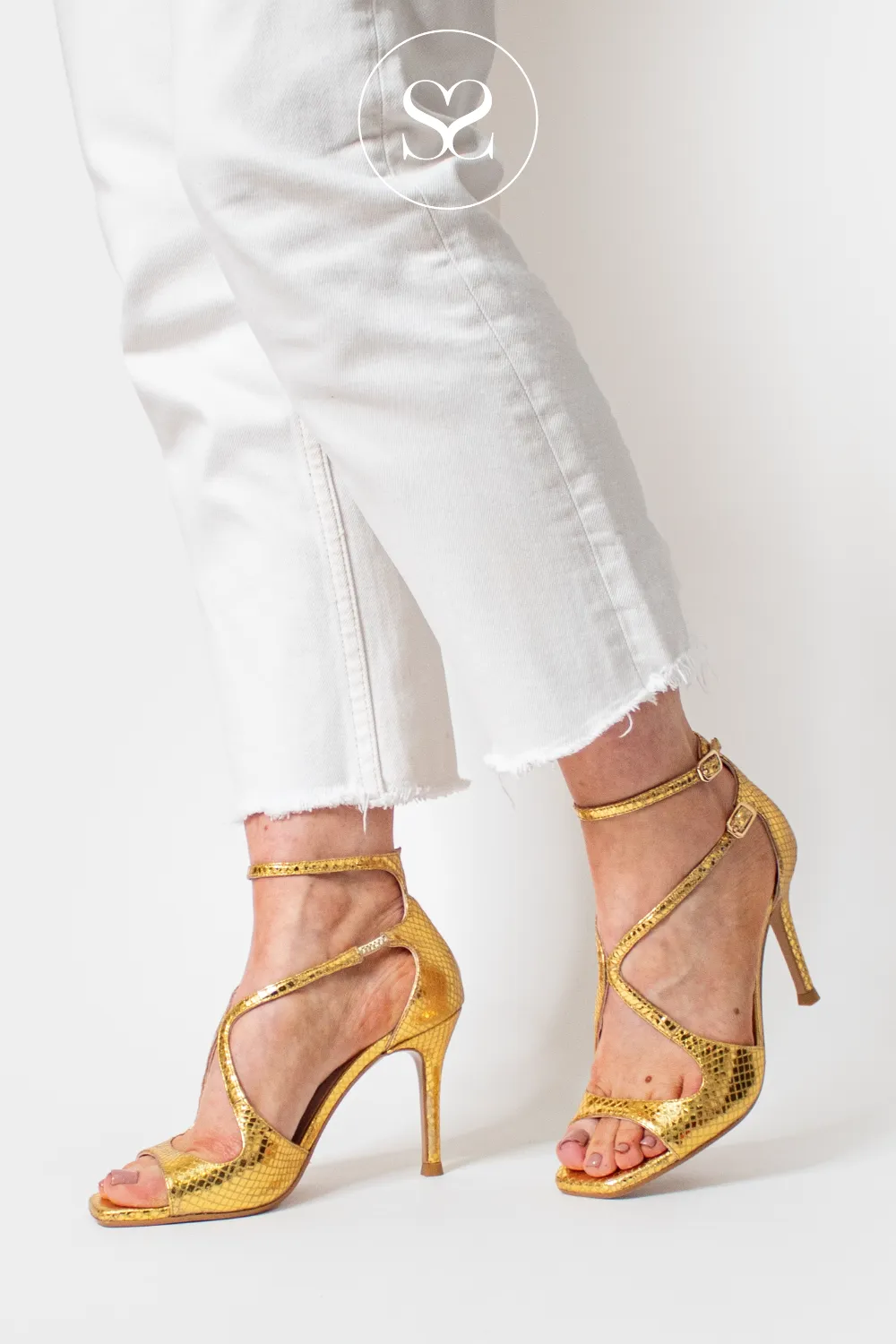 LODI SASUE GOLD HIGH HEELED SANDALS