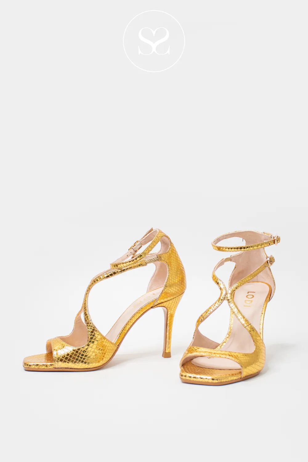 LODI SASUE GOLD HIGH HEELED SANDALS