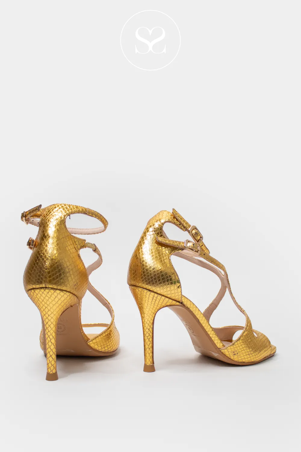 LODI SASUE GOLD HIGH HEELED SANDALS