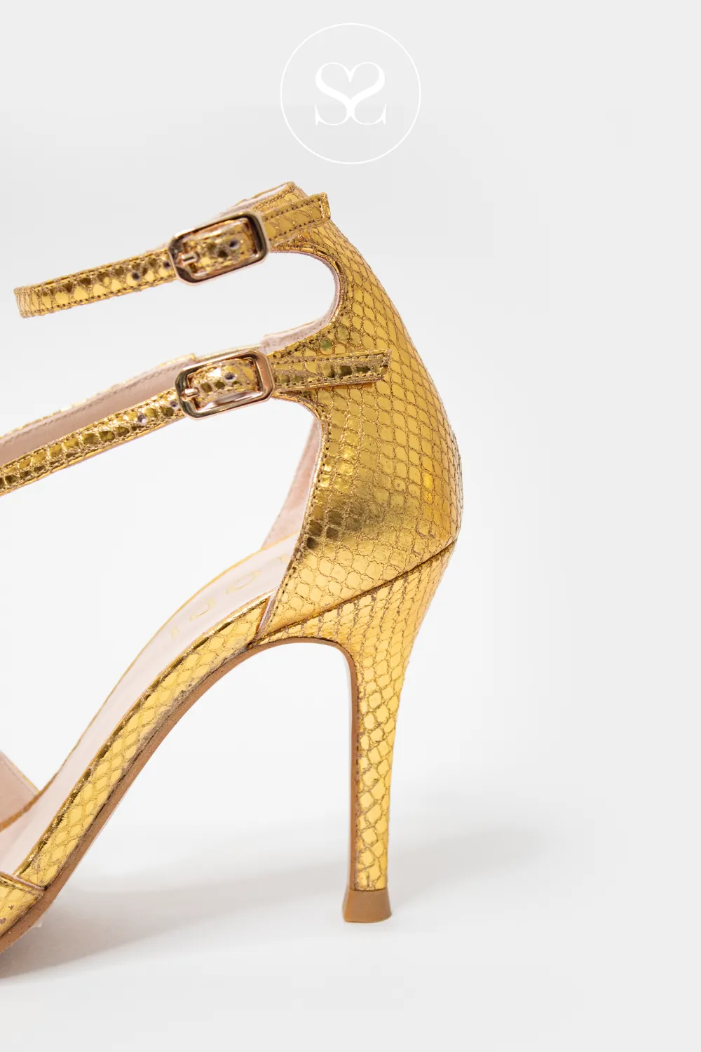 LODI SASUE GOLD HIGH HEELED SANDALS