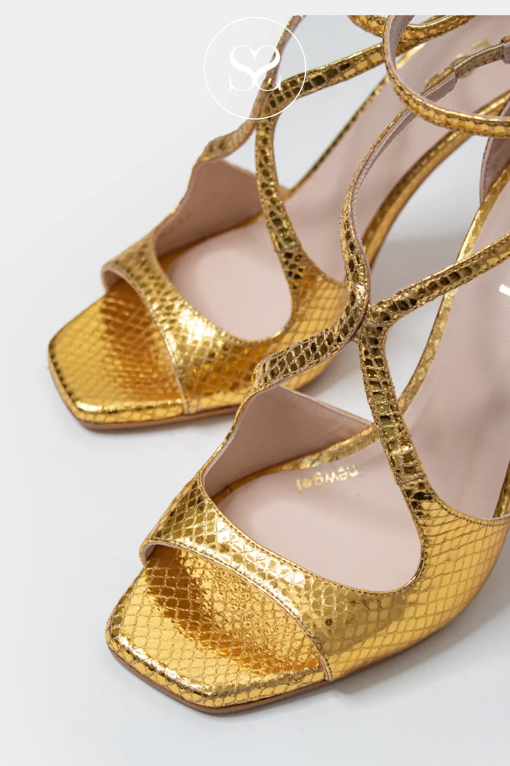 LODI SASUE GOLD HIGH HEELED SANDALS