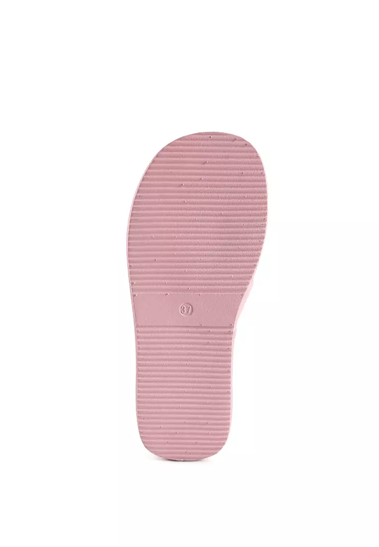 London Rag Pink Quilted Platform Slider Sandals