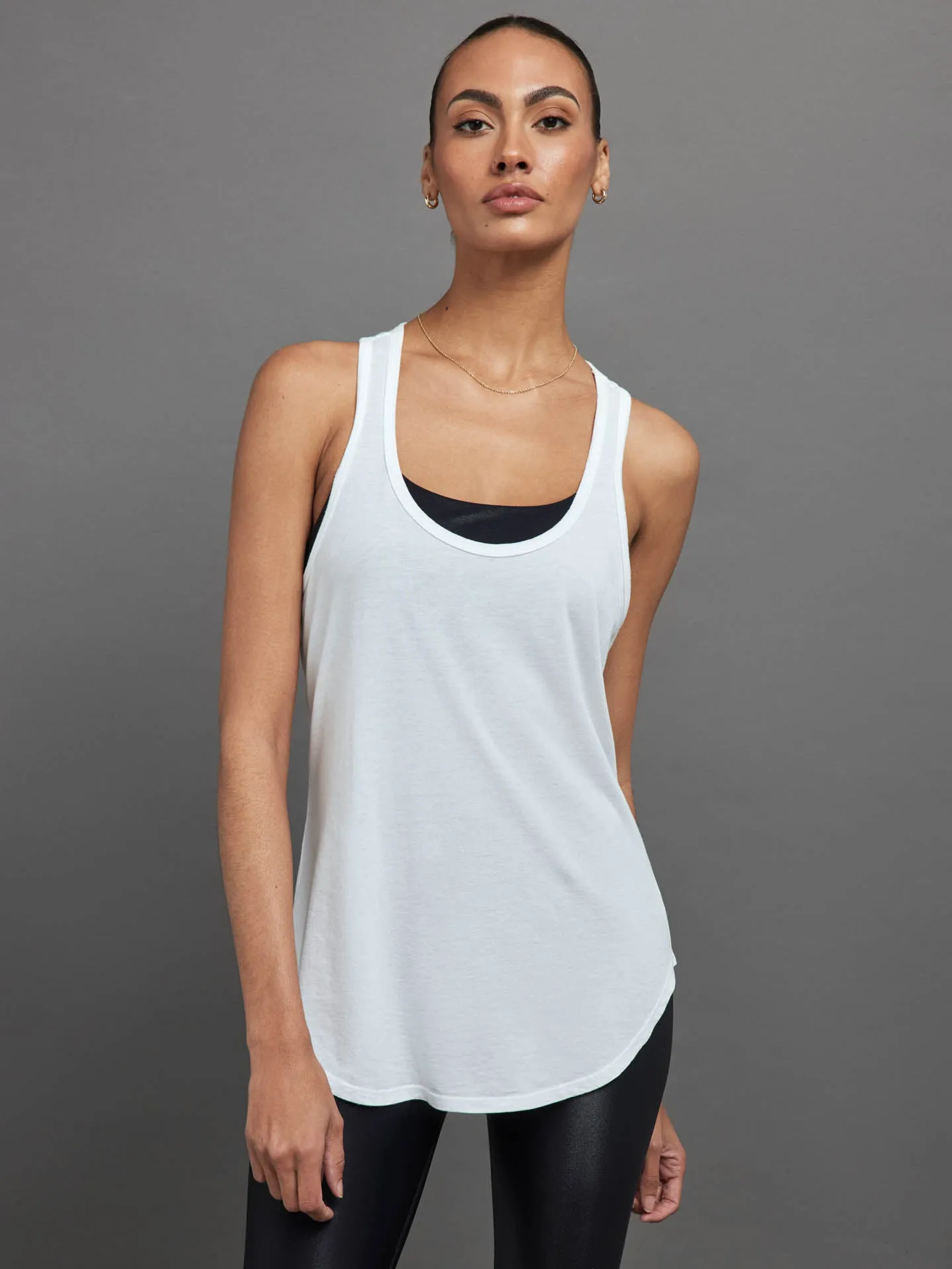 Long RacerBack Tank - White