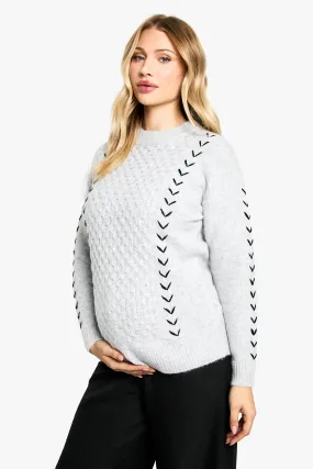 Maternity Soft Knit Stitch Detail Oversized Sweater