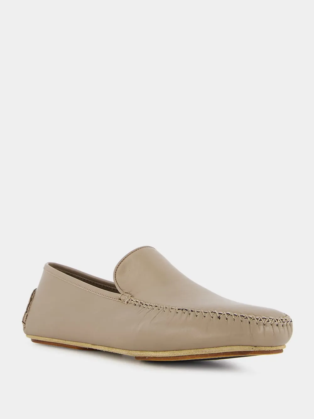 Mayfair Beige Leather Loafers