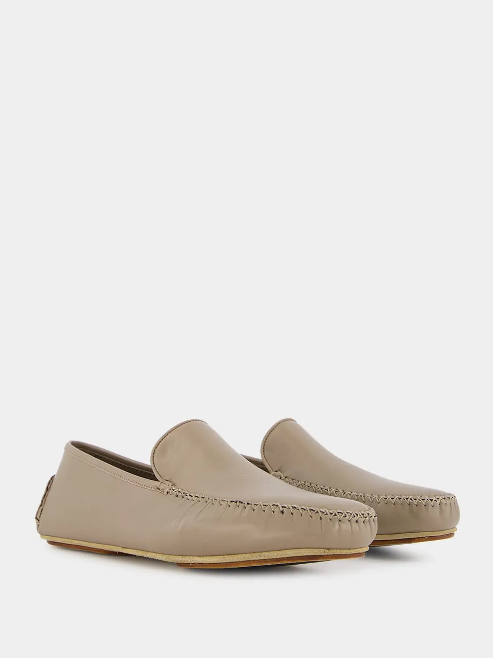 Mayfair Beige Leather Loafers