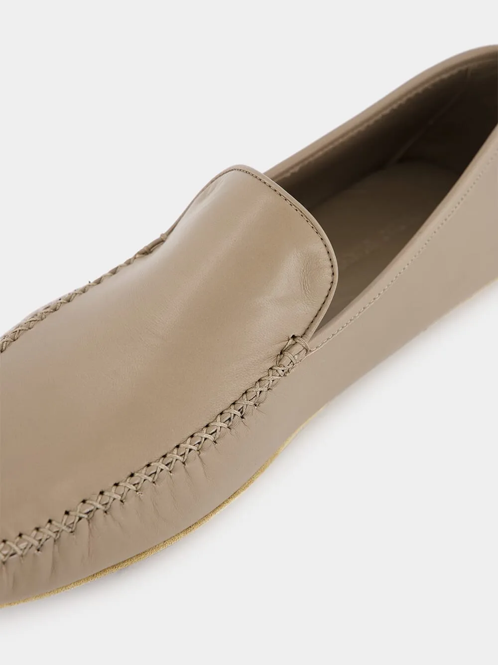 Mayfair Beige Leather Loafers