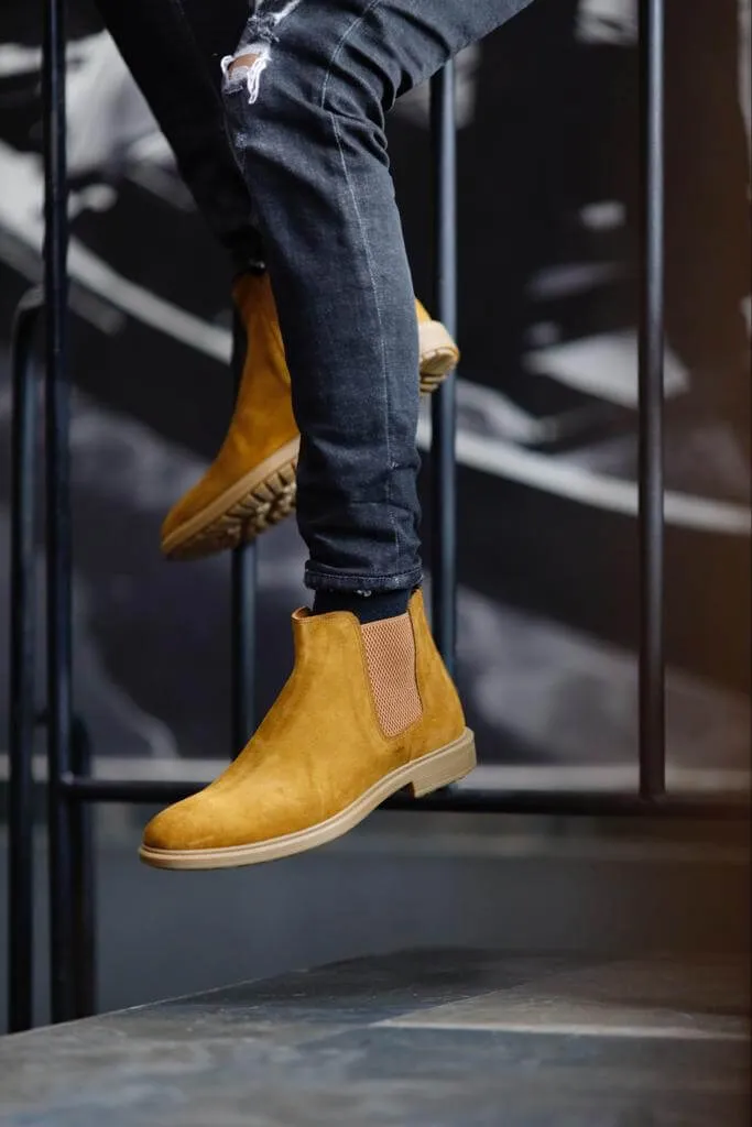 Mustard Suede Chelsea Boots