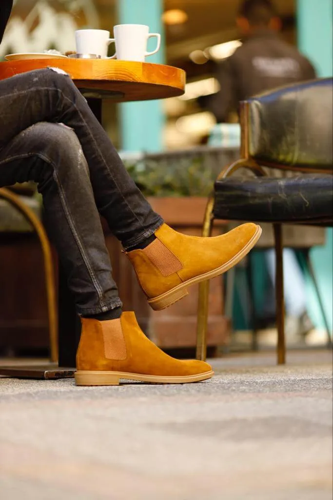 Mustard Suede Chelsea Boots