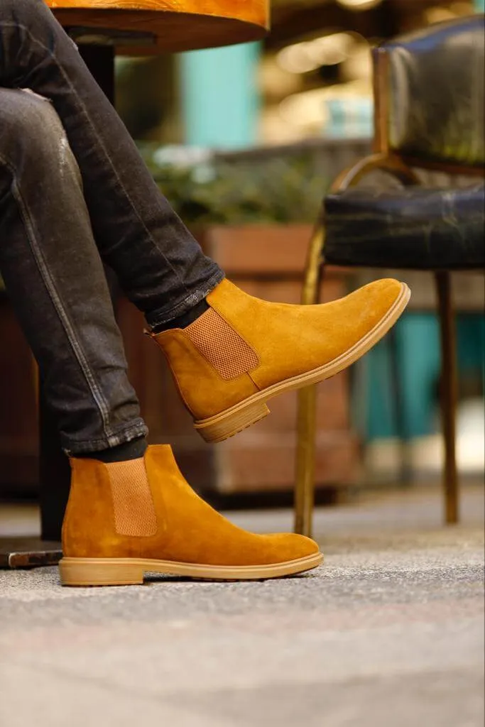 Mustard Suede Chelsea Boots