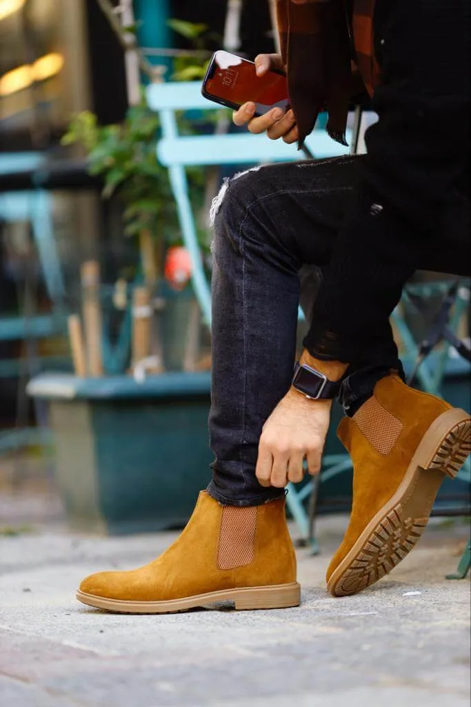 Mustard Suede Chelsea Boots