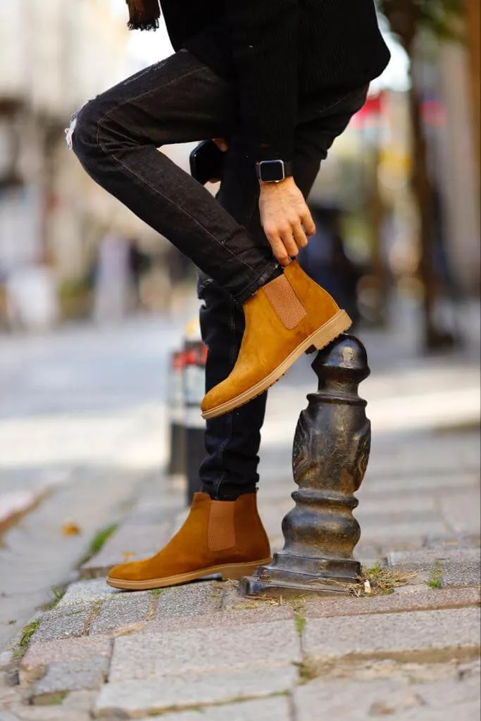 Mustard Suede Chelsea Boots