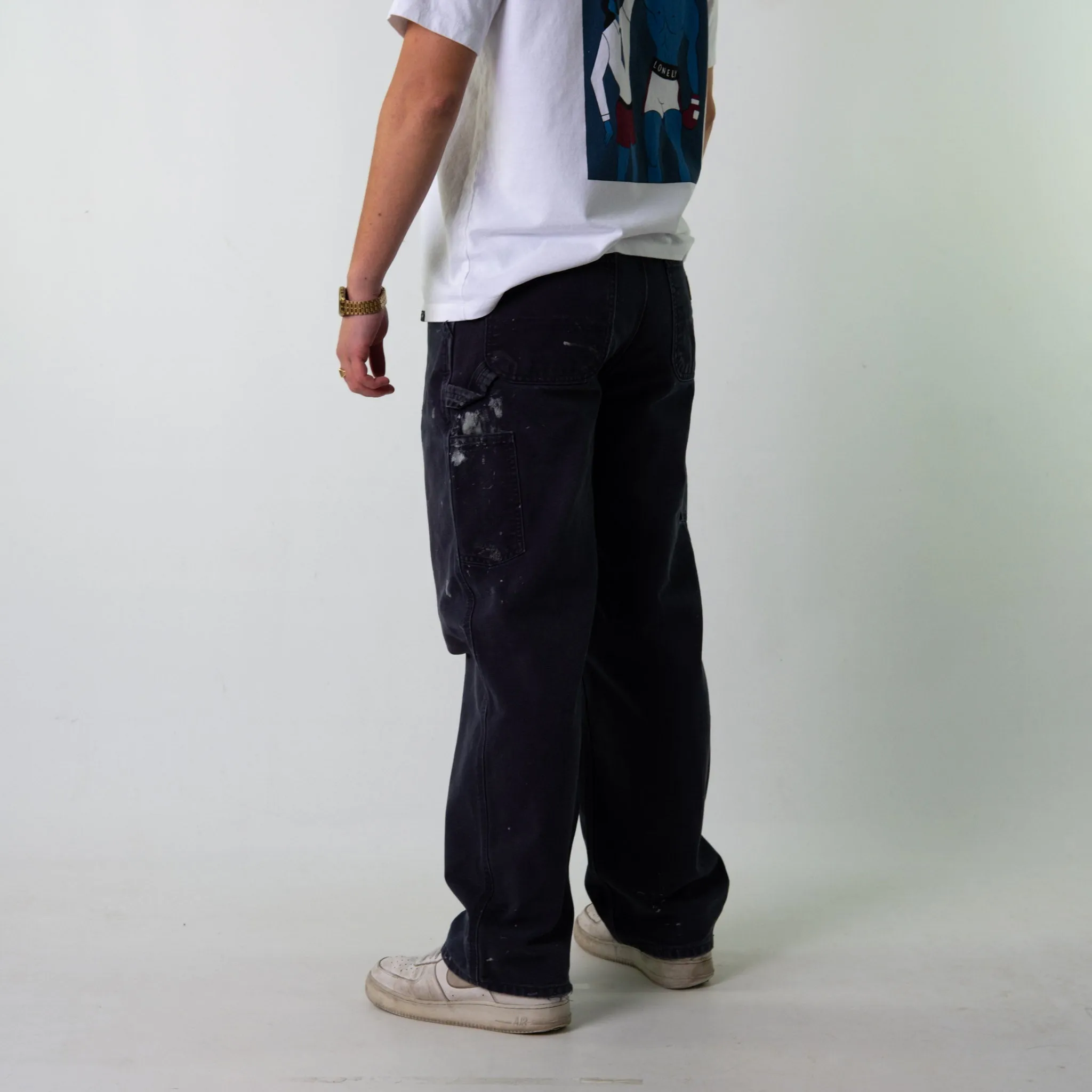 Navy Blue 90s Carhartt  Cargo Skater Trousers Pants Jeans (33x32)