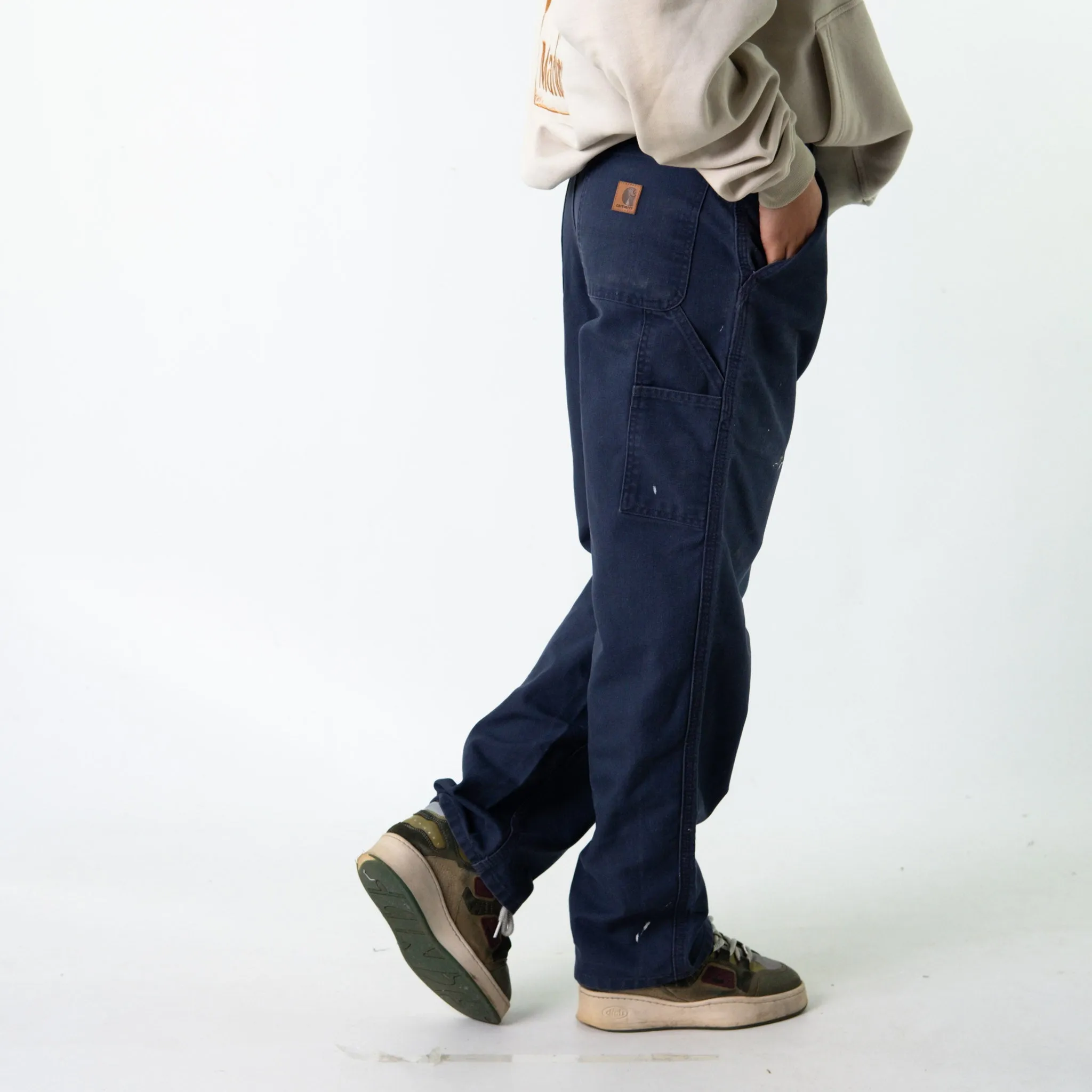 Navy Blue 90s Carhartt  Cargo Skater Trousers Pants Jeans (34x32)