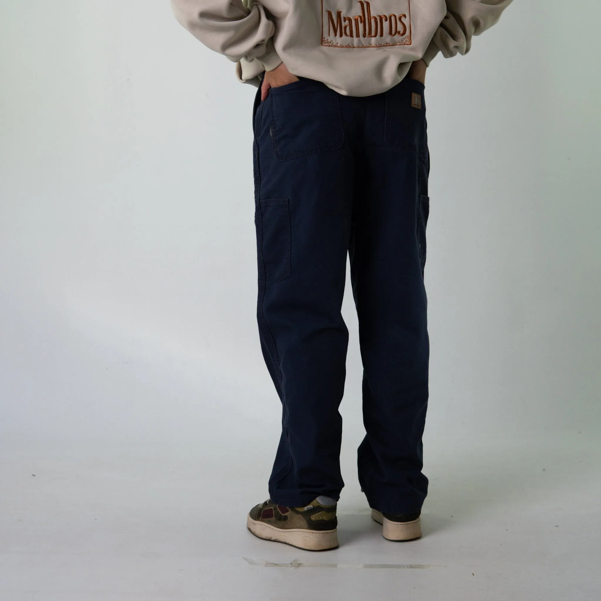 Navy Blue 90s Carhartt  Cargo Skater Trousers Pants Jeans (34x32)