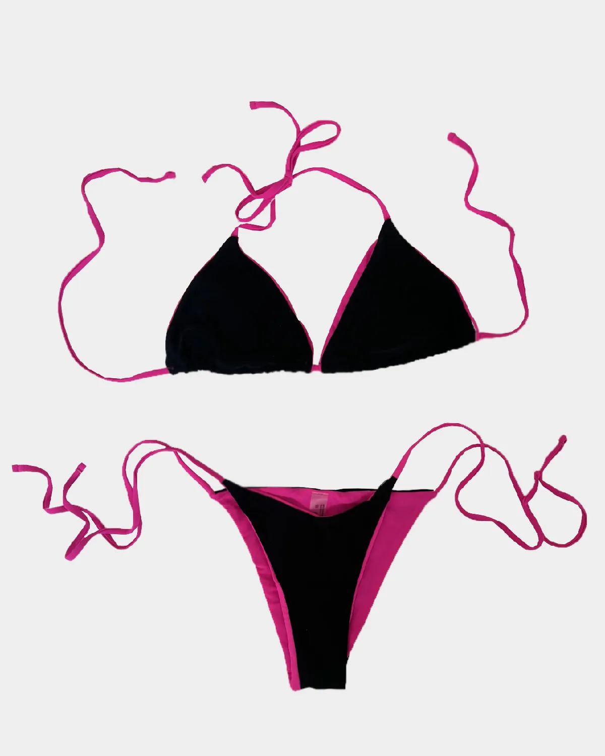 NEON STRING BIKINI BLACK / PINK