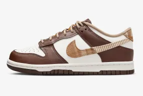 Nike SB Dunk Low GS Plaid Brown Sail Cacao Wow Metallic Gold Khaki FV3653-191