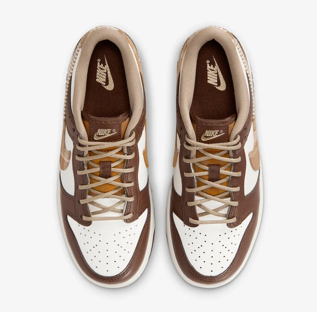 Nike SB Dunk Low GS Plaid Brown Sail Cacao Wow Metallic Gold Khaki FV3653-191