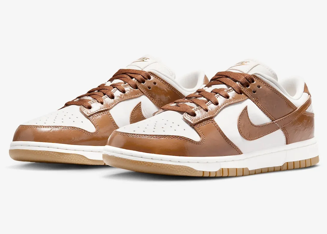 Nike SB Dunk Low Lux Phantom Ale Brown Ostrich Sail Metallic Gold FJ2260-001