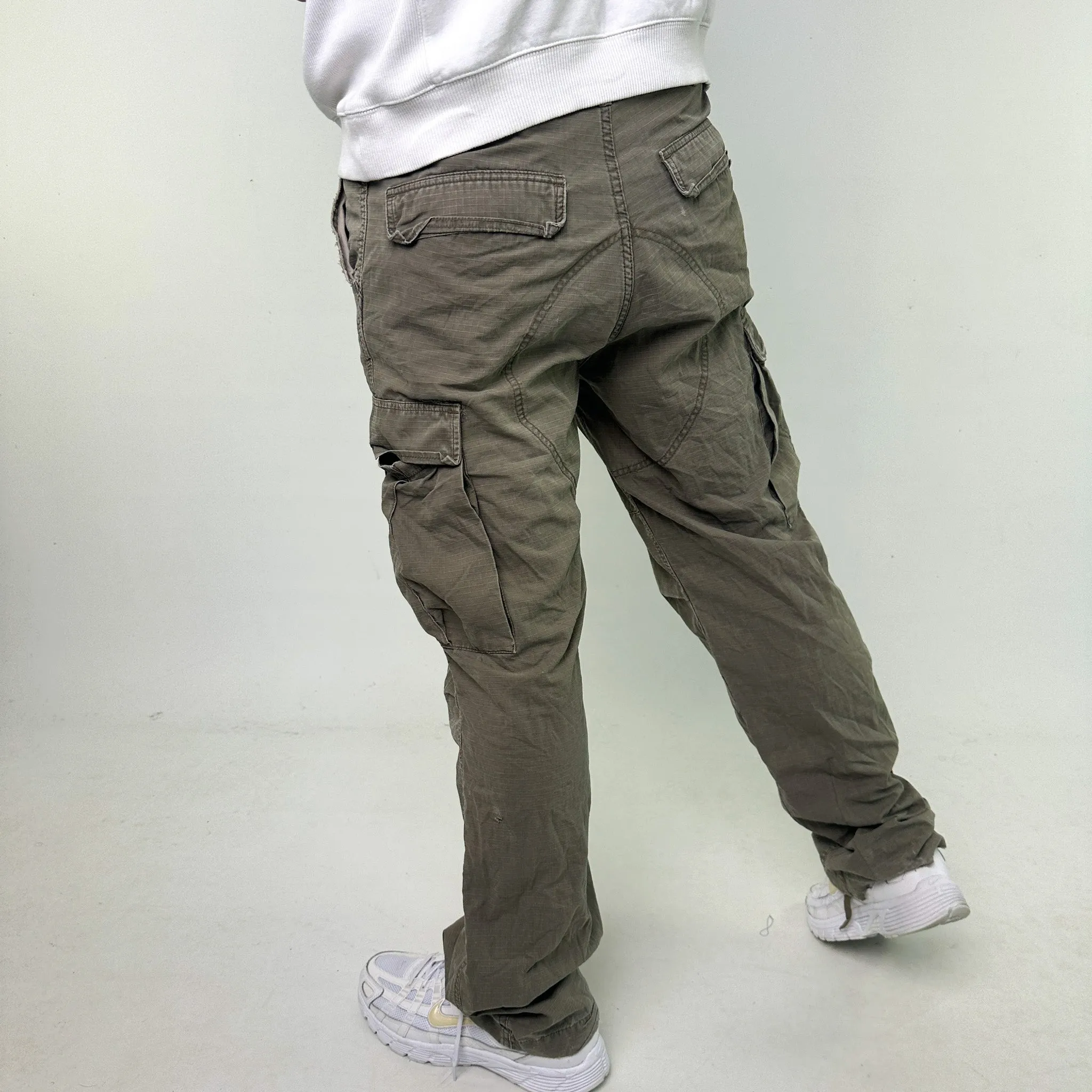 Olive Green 90s Carhartt Cargo Skater Trousers Pants Jeans (31x34)