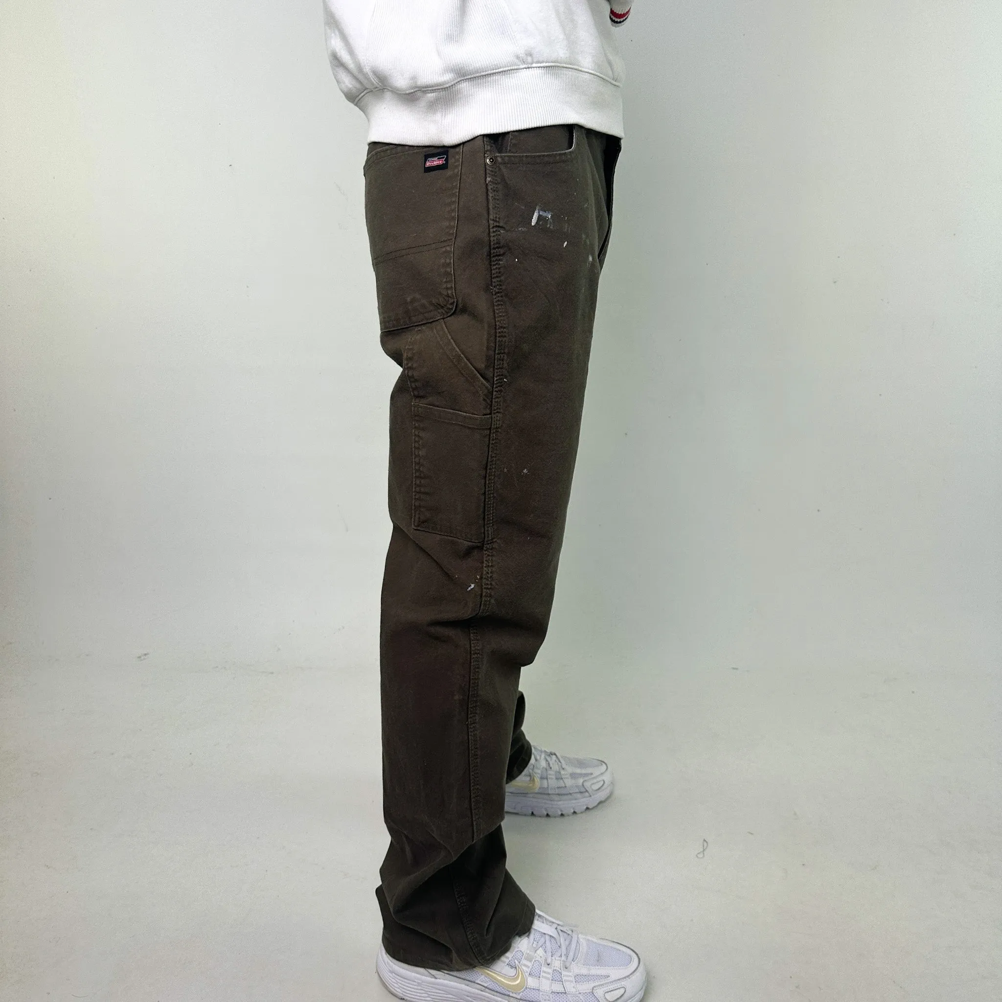 Olive Green 90s Dickies Cargo Skater Trousers Pants Jeans (36x34)