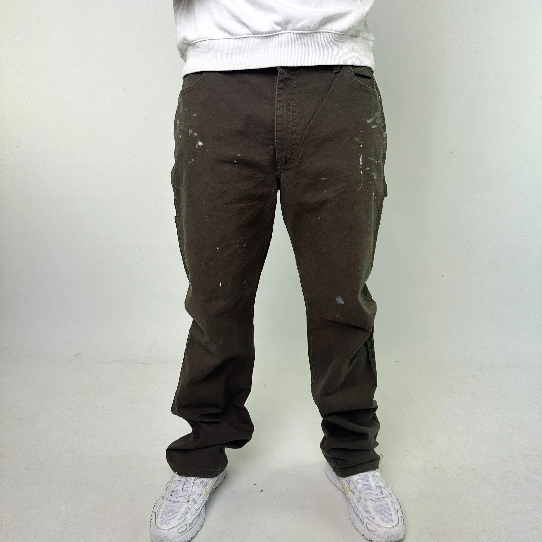 Olive Green 90s Dickies Cargo Skater Trousers Pants Jeans (36x34)