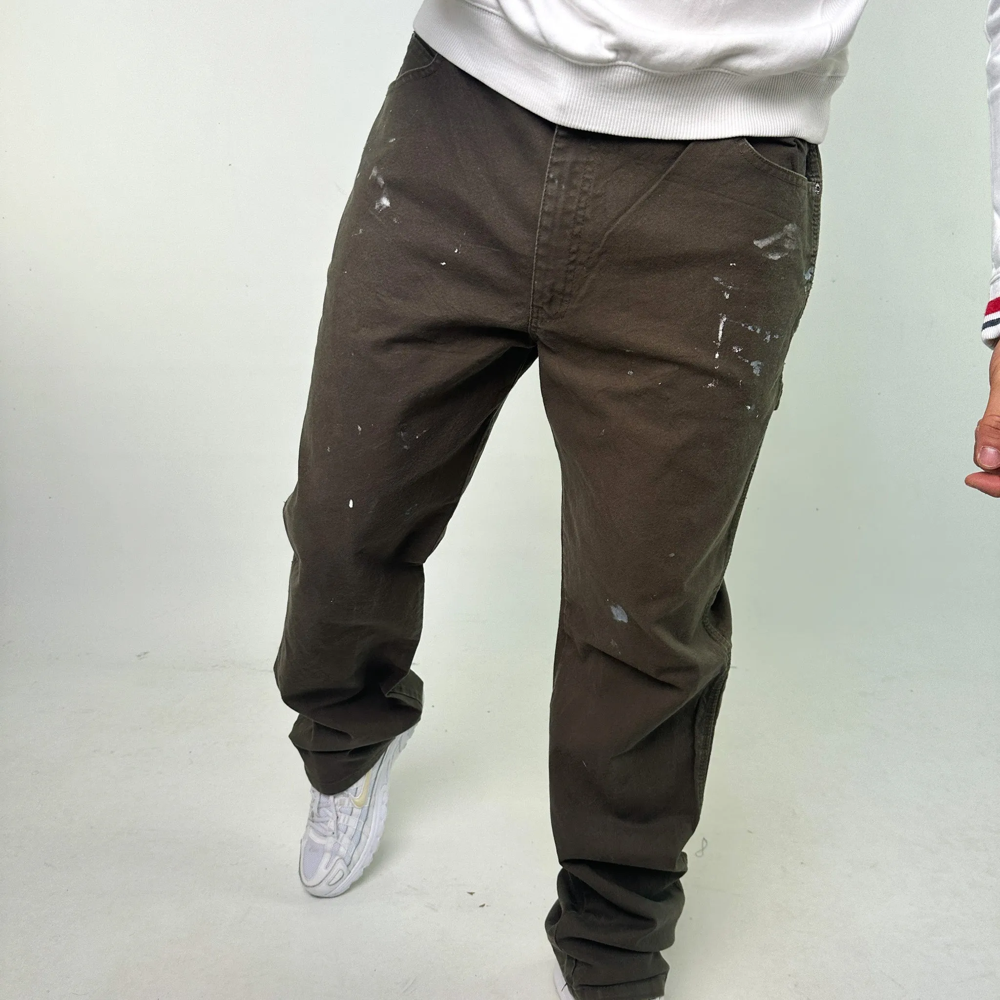 Olive Green 90s Dickies Cargo Skater Trousers Pants Jeans (36x34)