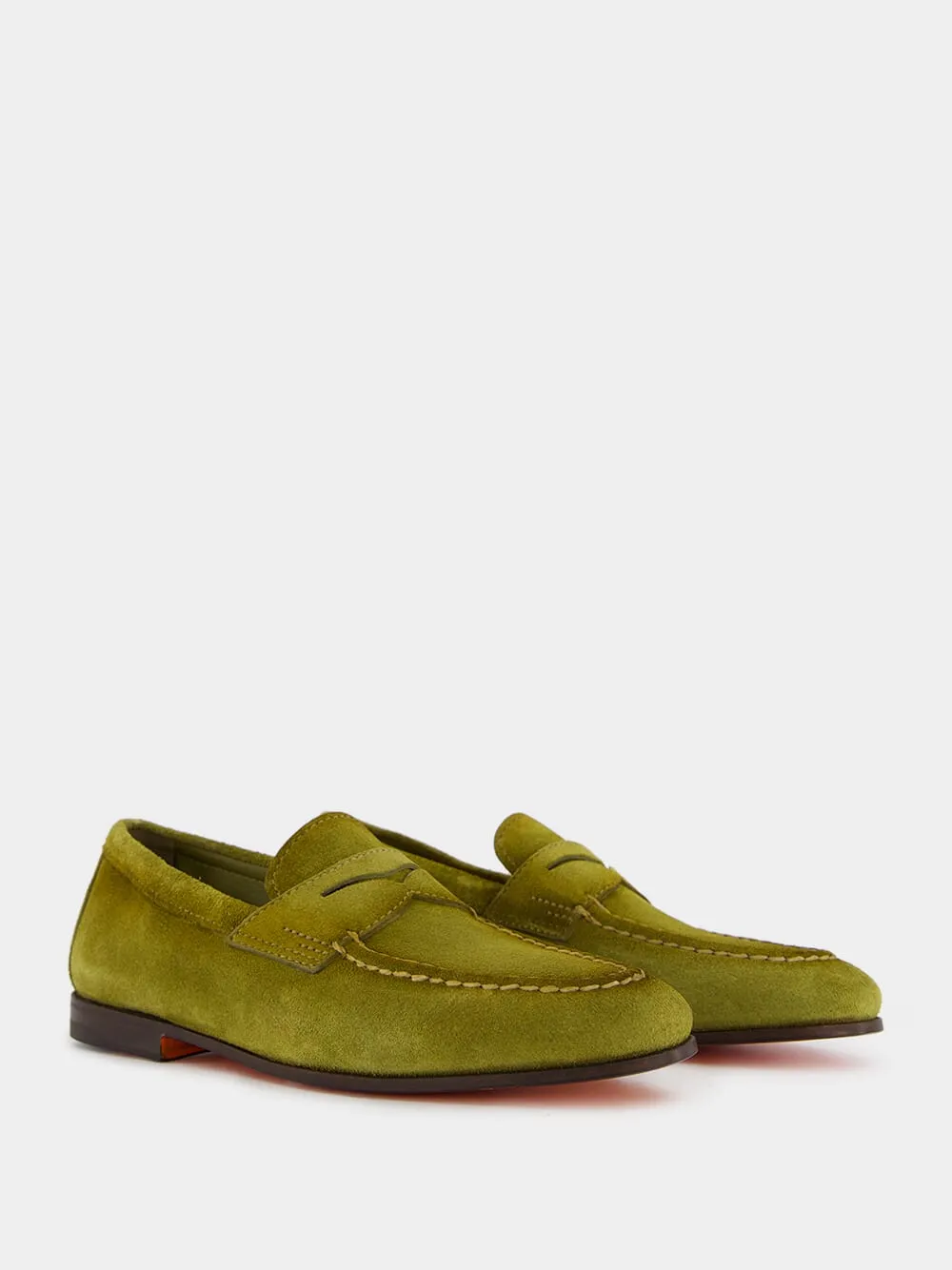 Olive Suede Loafers