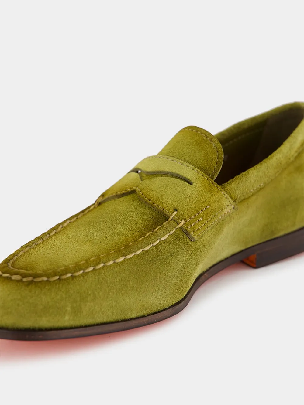 Olive Suede Loafers