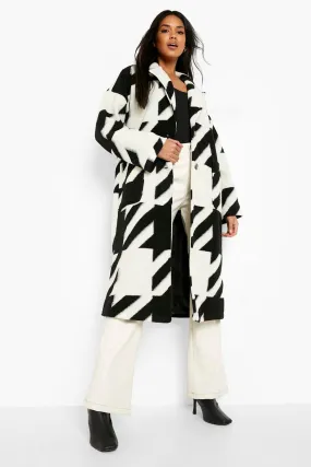 Oversized Dogtooth Wool Look Coat