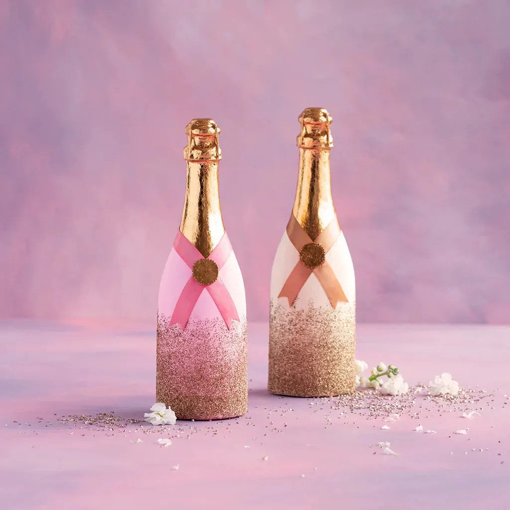 Papier-mché Champagne Bottle - (gold or pink)