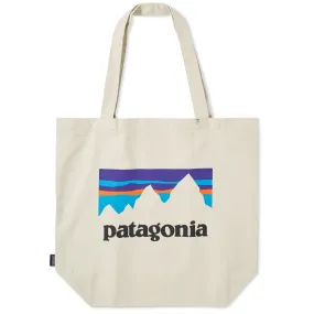 Patagonia Shop Sticker Logo Market ToteBleached Stone