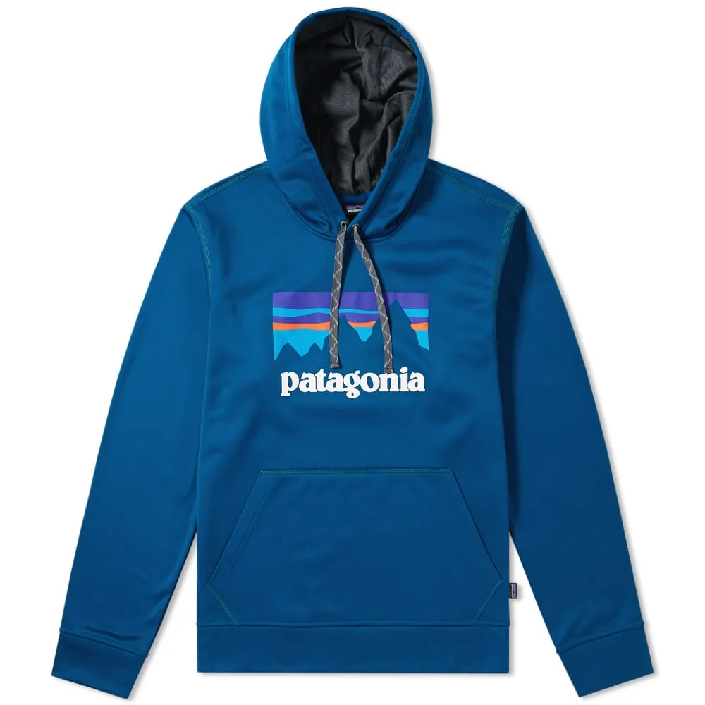 Patagonia Shop Sticker Logo Popover HoodyBig Sur Blue