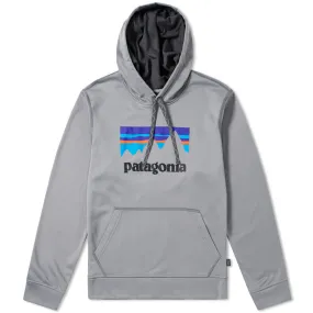 Patagonia Shop Sticker Logo Popover HoodyFeather Grey