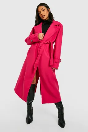 Petite Belted Wool Look Trench