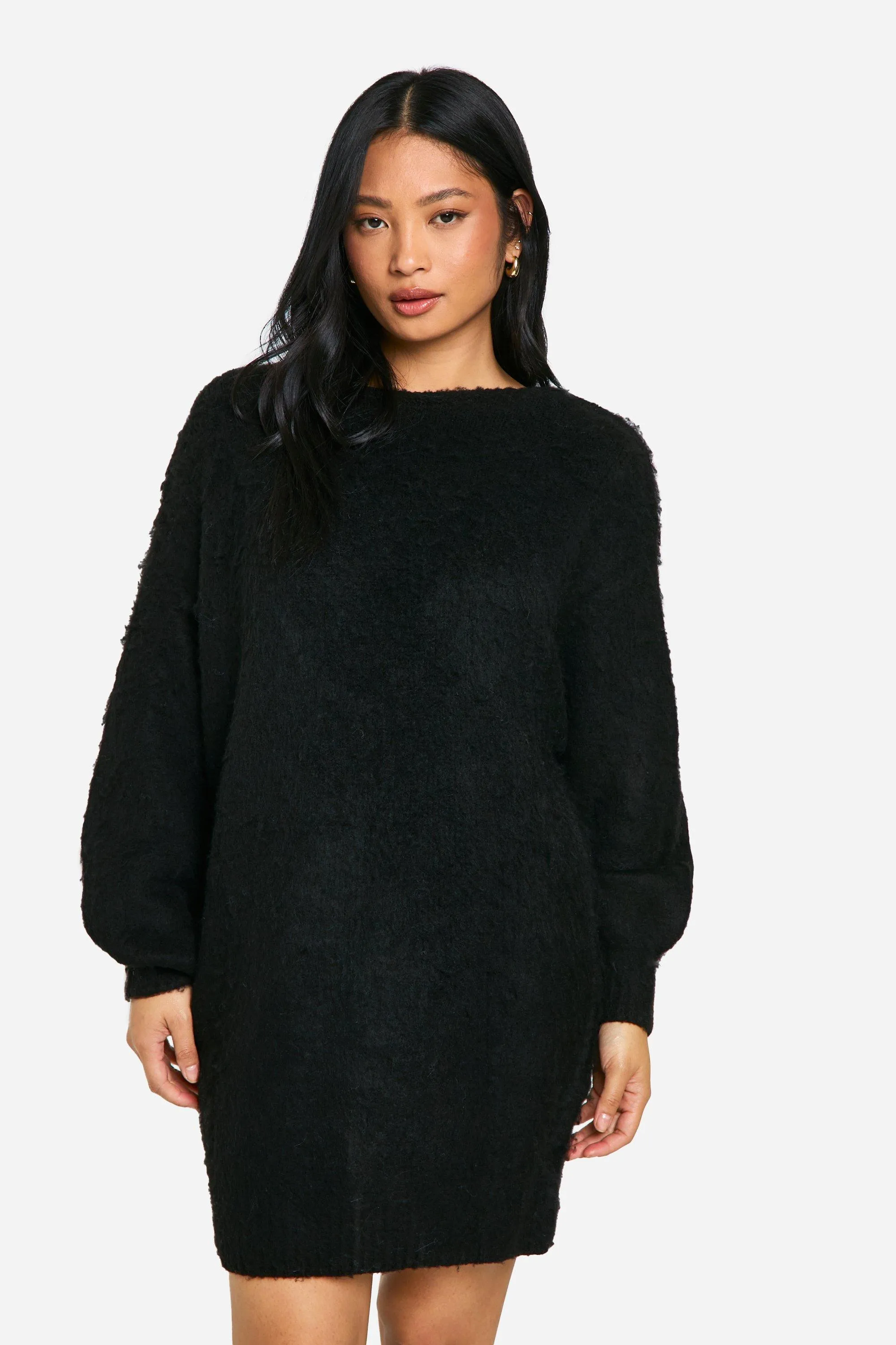 Petite Brushed Low Back Oversized Sweater Dress